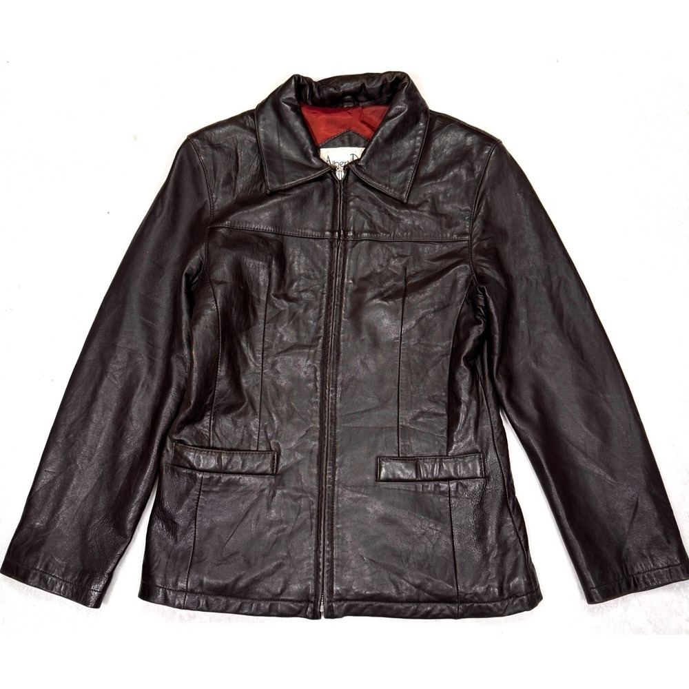 Vintage Albert Duke Leather Jacket Womens Medium Brown Collared Full Zip Outdoor